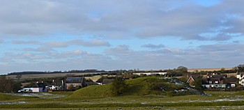 The castle and village from the south February 2014